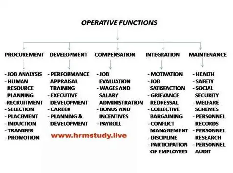 Operative functions of human resource management